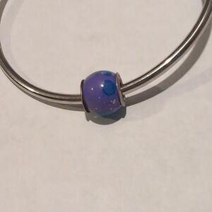 925 Sterling Silver Blue and Purple Speckled‎ Charm for Pandora Style Bracelet